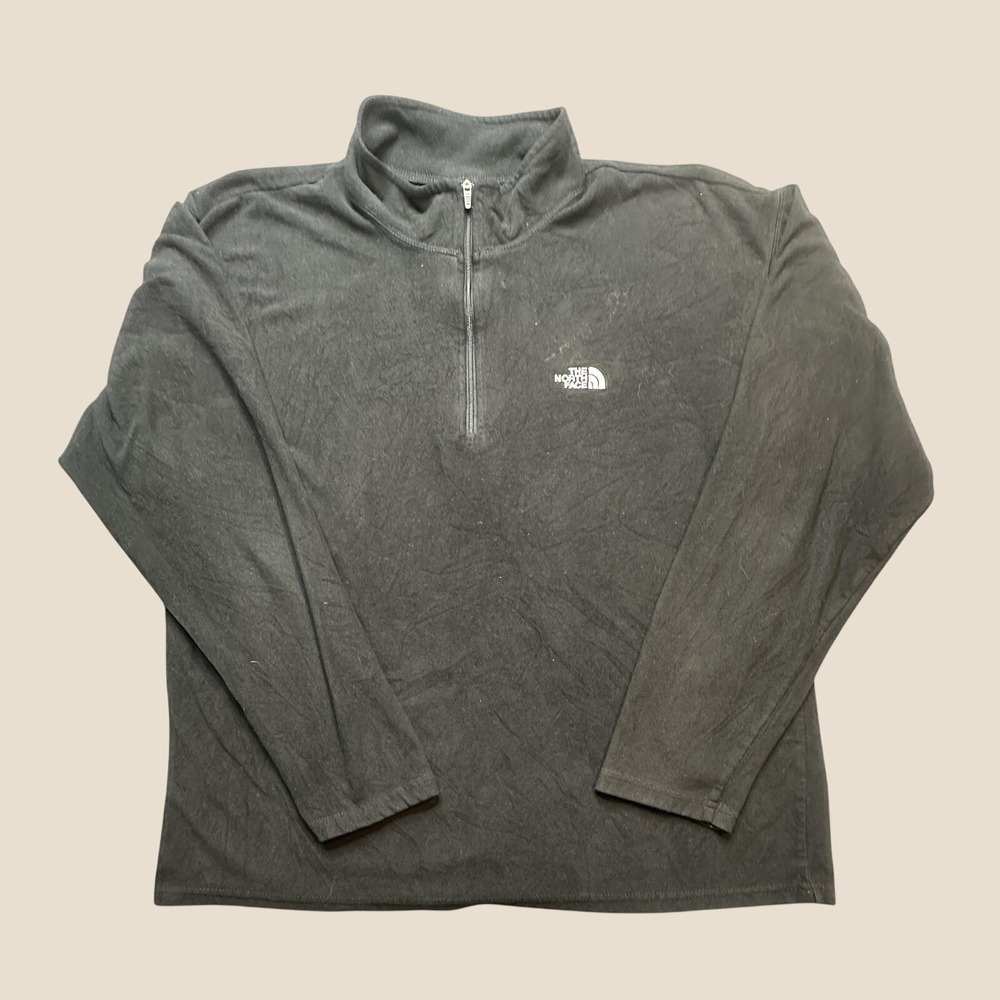 The North Face Pullover Mens Large TKA 100 Quarter Zip Black Fleece Mock Neck